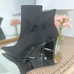 Black Wedge Heel Boots